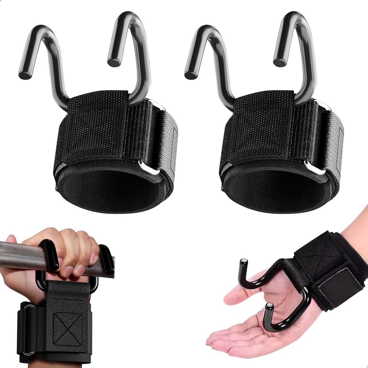 Power Hooks voor fitness - gewichthefhaken - antislip - ideaal voor krachttraining - SnelShoppen