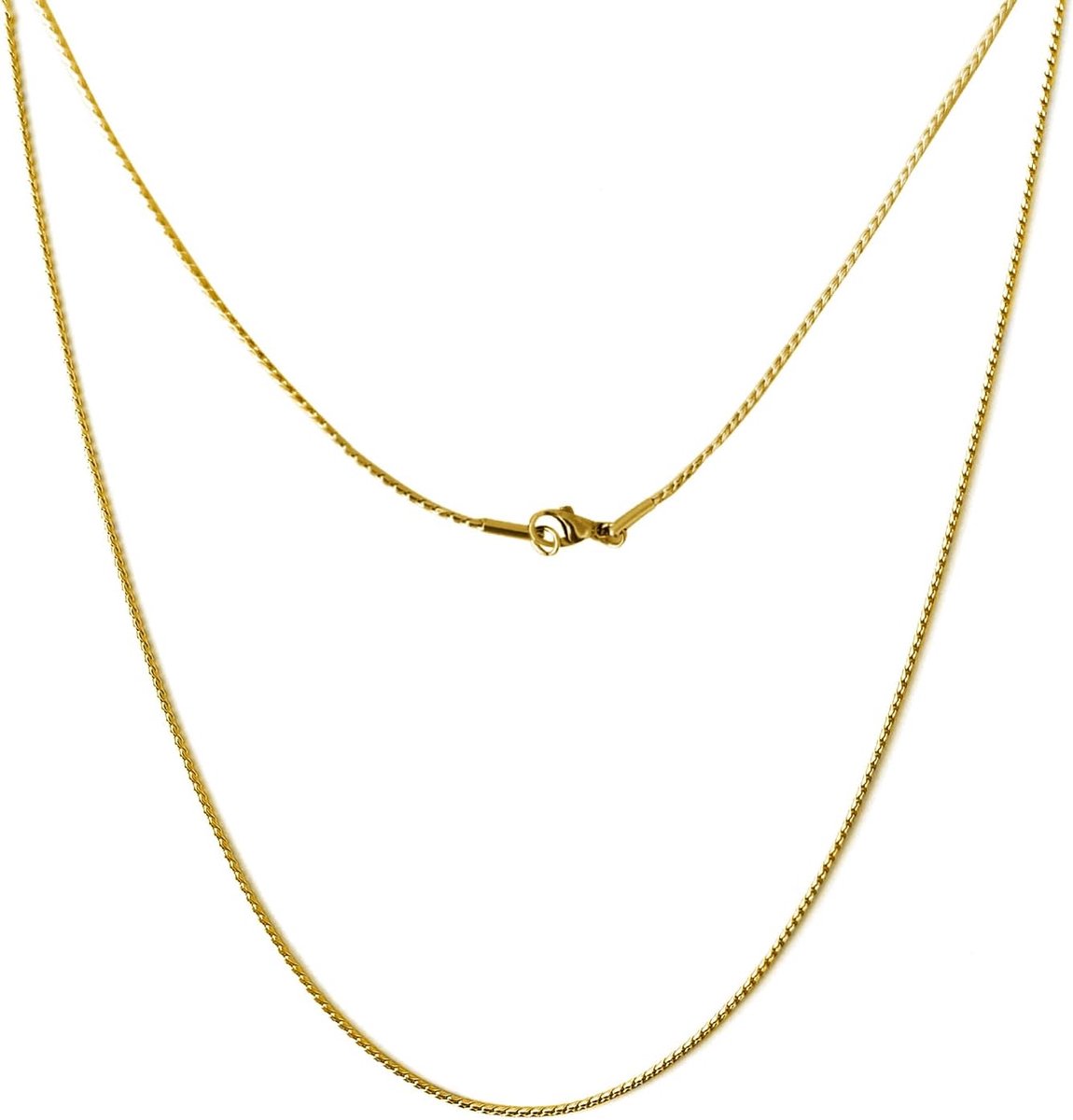 Thijox - Gouden Ketting van Gedraaide Touwen 1/1,2/1,5 mm - Roestvrij Staal - Schakelketting voor Mannen en Vrouwen - Lengte 45/50/60 cm - Perfect Cad