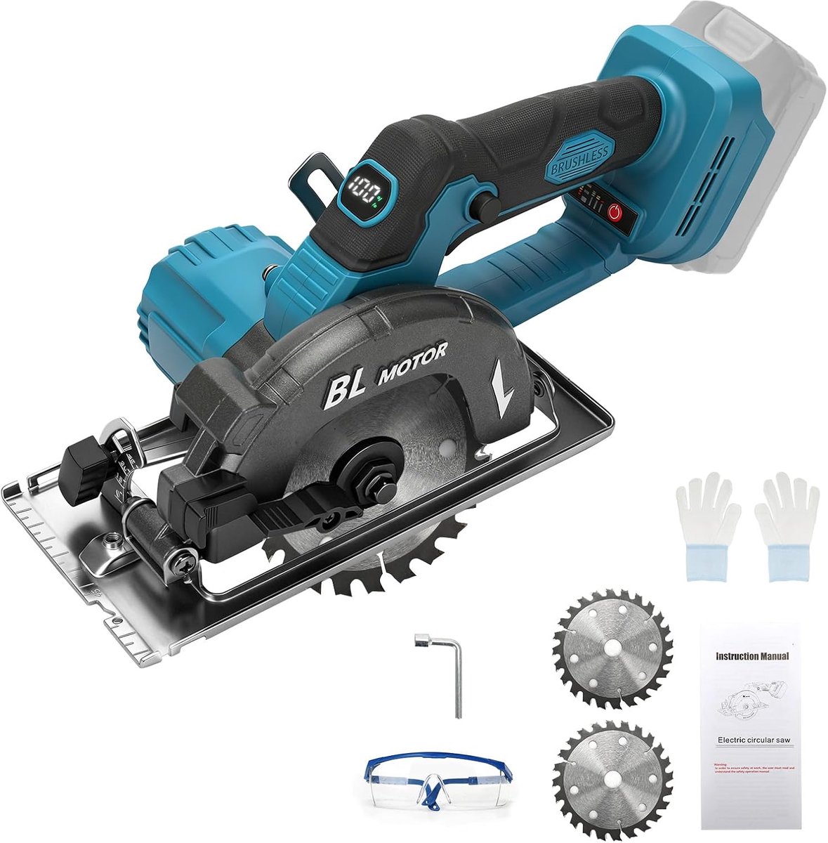 Cordless Cirkelzaag 140 mm - Brushless, 6000rpm - 0-45° Kantelbaar - Ideaal voor buitengebruik - SnelShoppen