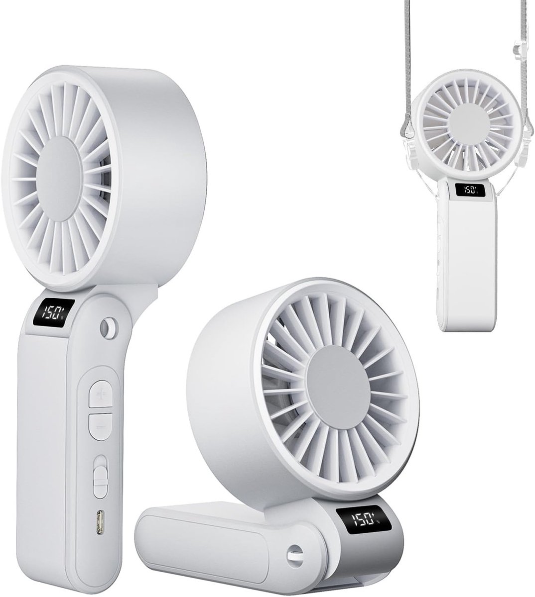 Mini ventilator 150 snelheden - wit - opvouwbaar - ideaal voor onderweg - SnelShoppen