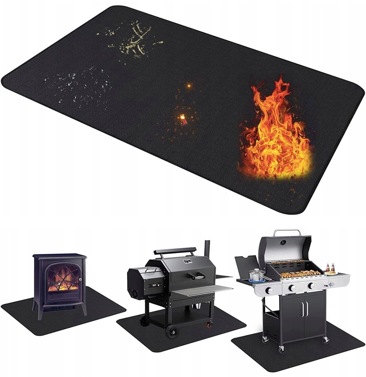 Brandloze Vuurvaste Mat Onder BBQ, Haard & Oven - 60x40cm