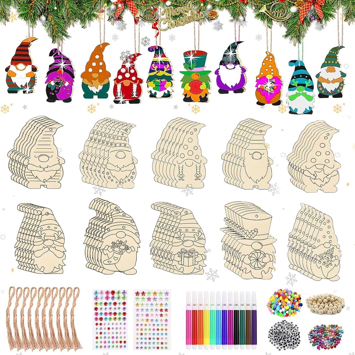 Houten Kersthangertjes Set van 354 - DIY Decoratie - Creatieve Kerstversiering - Perfect voor Hobbyisten - ShopVlot