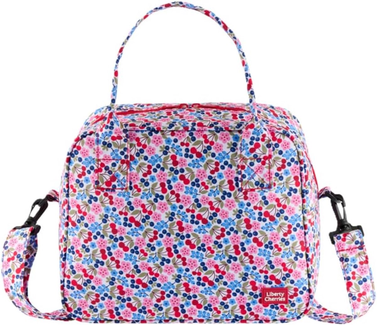 Lunchtas geïsoleerd - 29 cm hoog - Liberty Cherries - Met schouderriem - Ideaal voor onderweg - ShopVlot