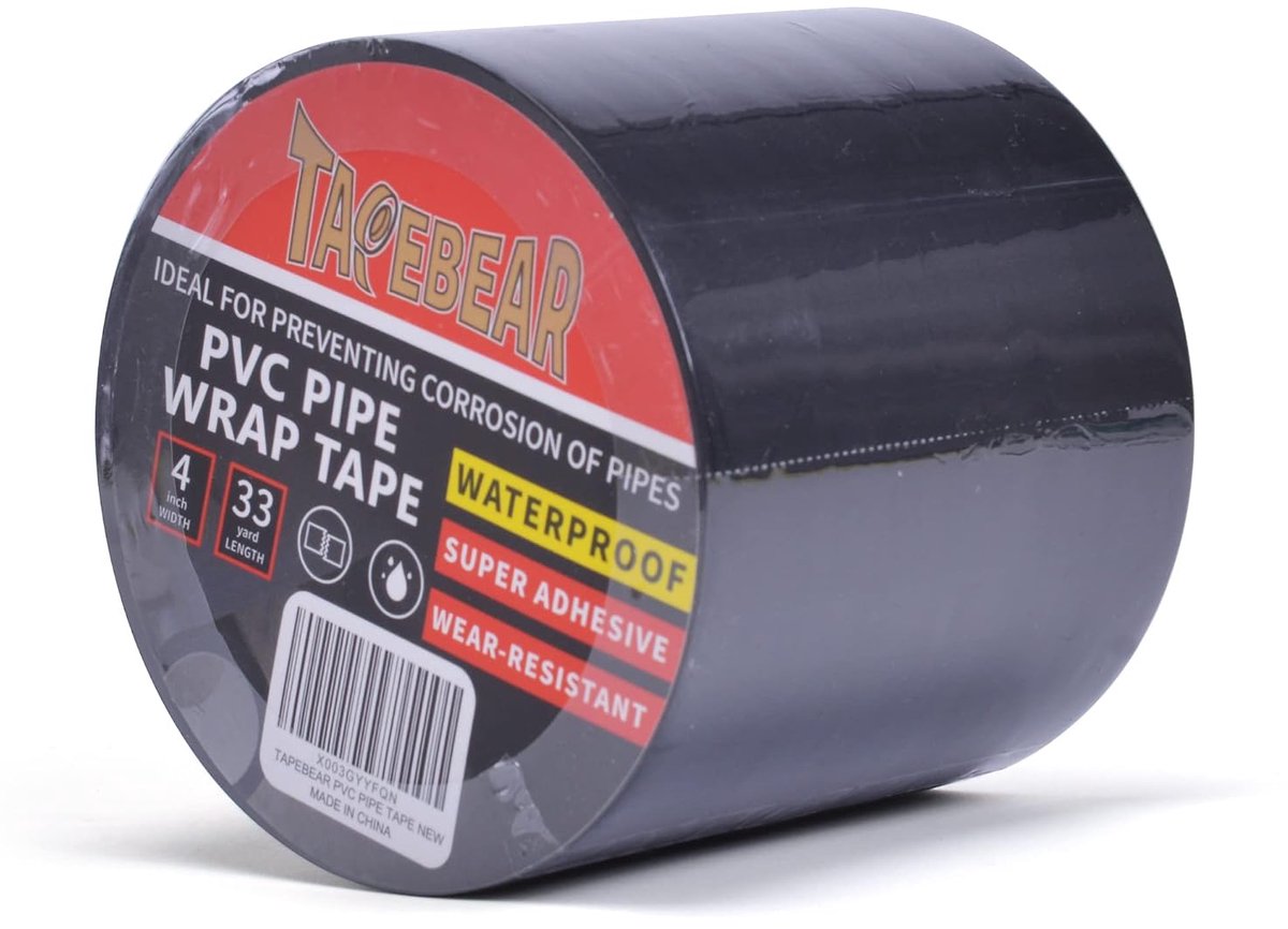 PVC tape 100 mm x 30 m - zwart - waterdicht - bescherming tegen corrosie - ShopVlot