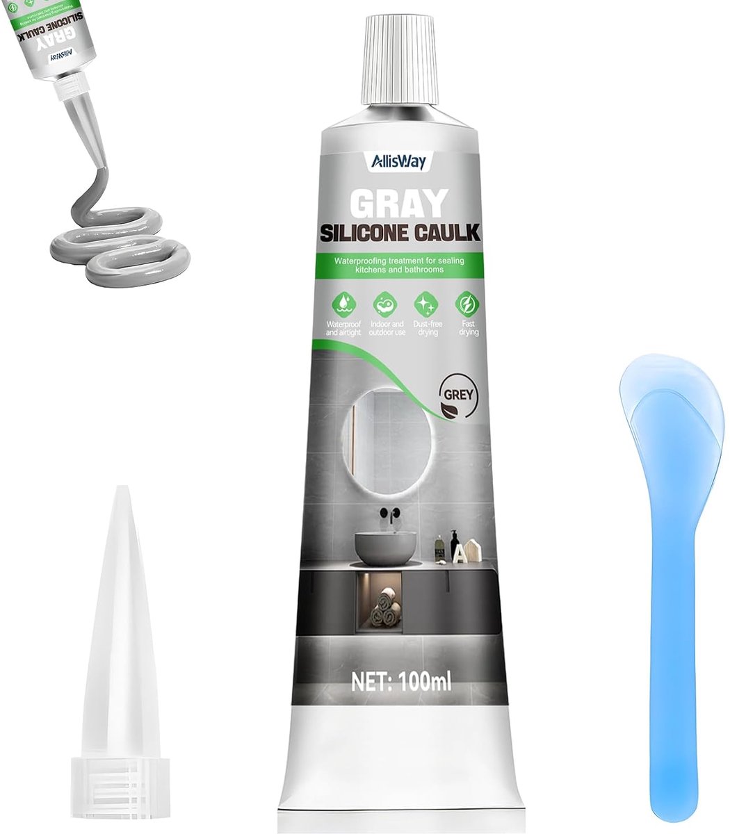 Silicone kit 300 ml - grijs - sterke hechting - ideaal voor keuken en badkamer - ShopVlot