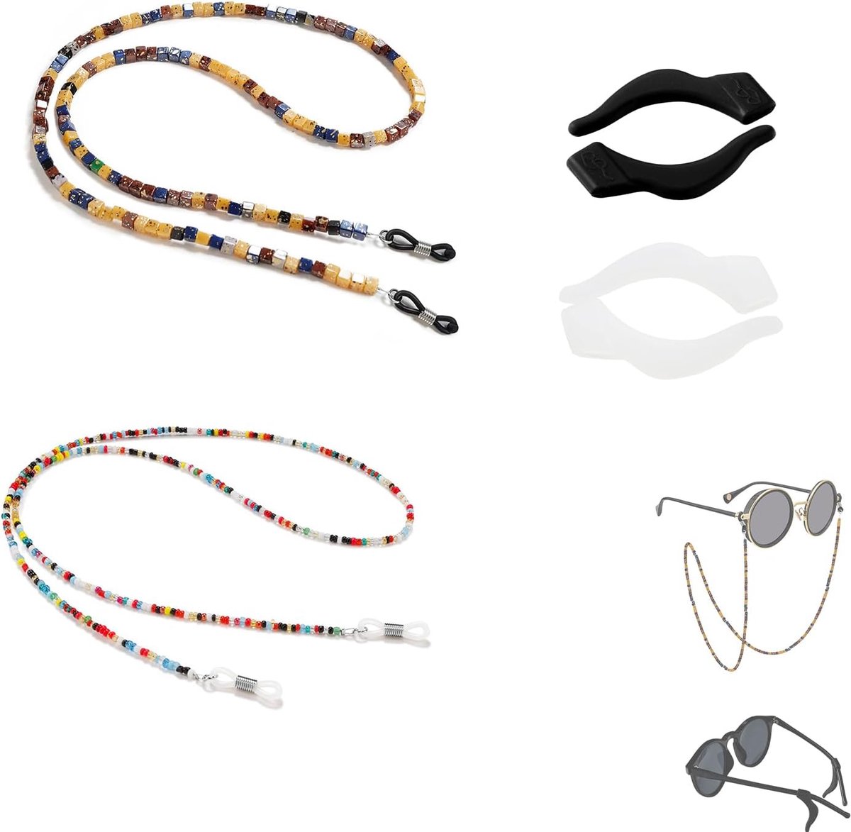 Brilketting set van 2 - retro brillenband - multicolor - ideaal voor lezen en zonnen - ShopVlot