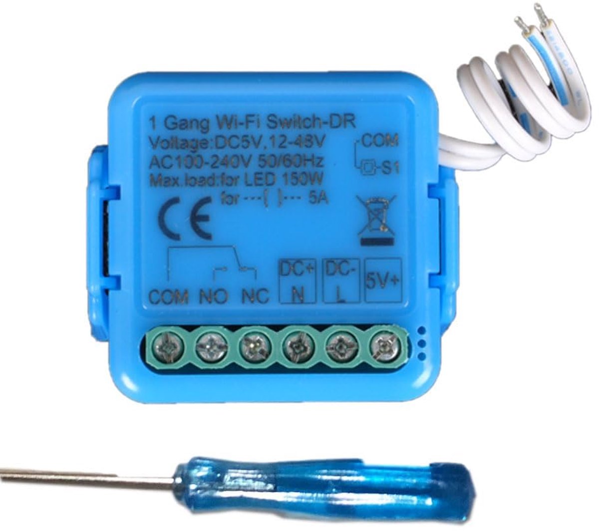 WiFi relaismodule 1 kanaal - intelligente schakelaar - DC 12-48V/AC 100-240V - remote control via app - ShopVlot