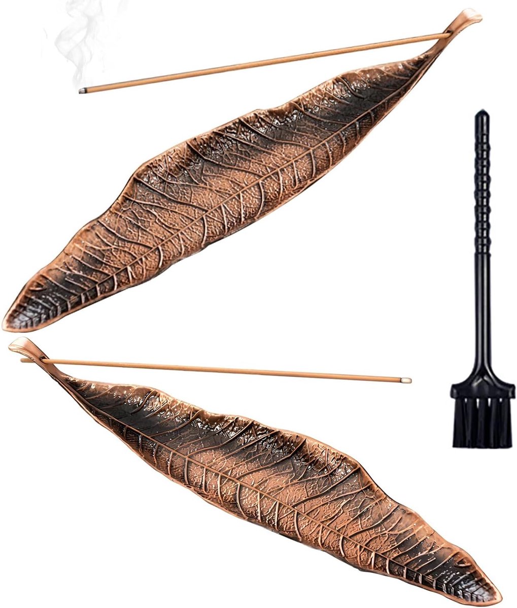 Incensestokhouder met Metaal Bladeren - 2 Stuks - Bladvorm - Perfect voor Meditatie - ShopVlot