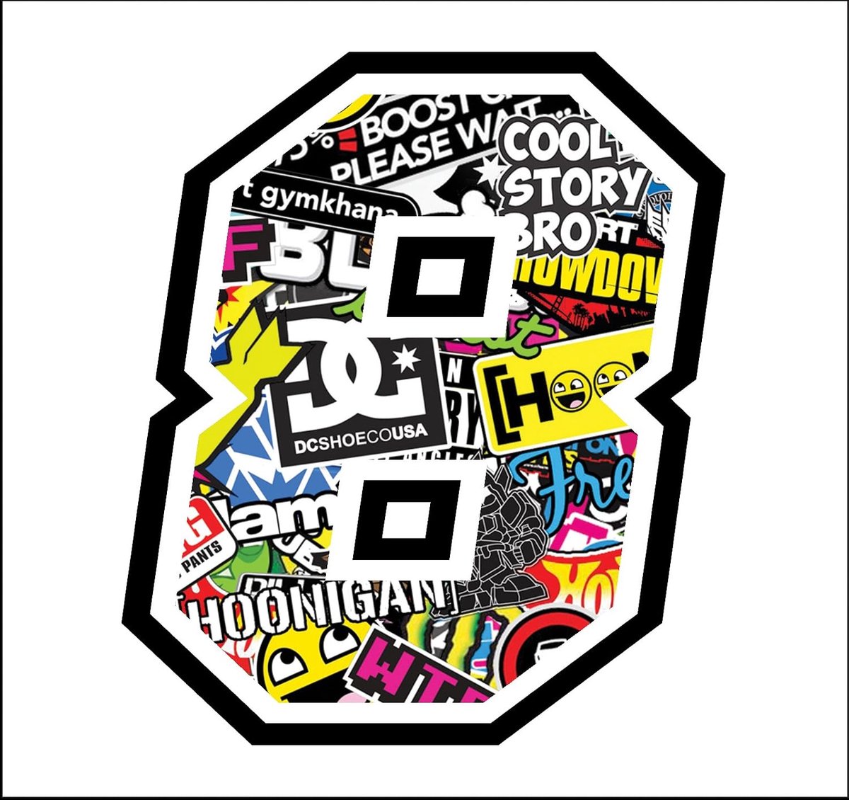 Sticker nummer 8 race 12cm - glossy vinyl sticker - sticker bomb - ideaal voor auto of motor - ShopVlot
