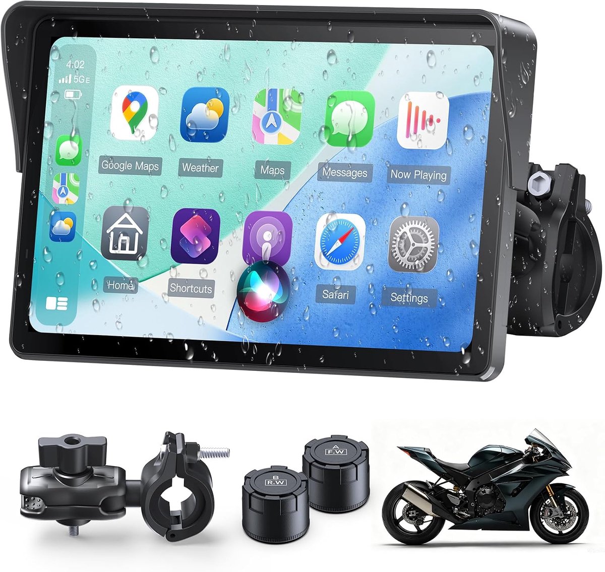 Motorcycle CarPlay display 7 inch - waterproof touchscreen - TPMS - eenvoudig navigeren - ShopVlot