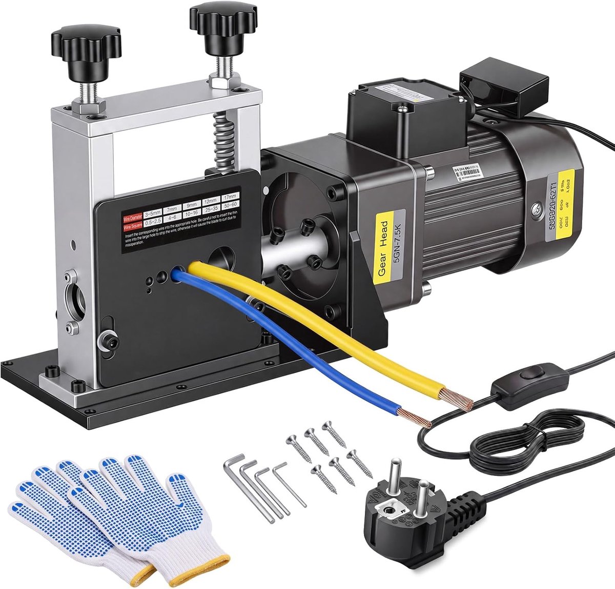 elektrische draadstripper 60W - automatische kabelstripmachine - 6 kanalen en 5 messen - ShopVlot