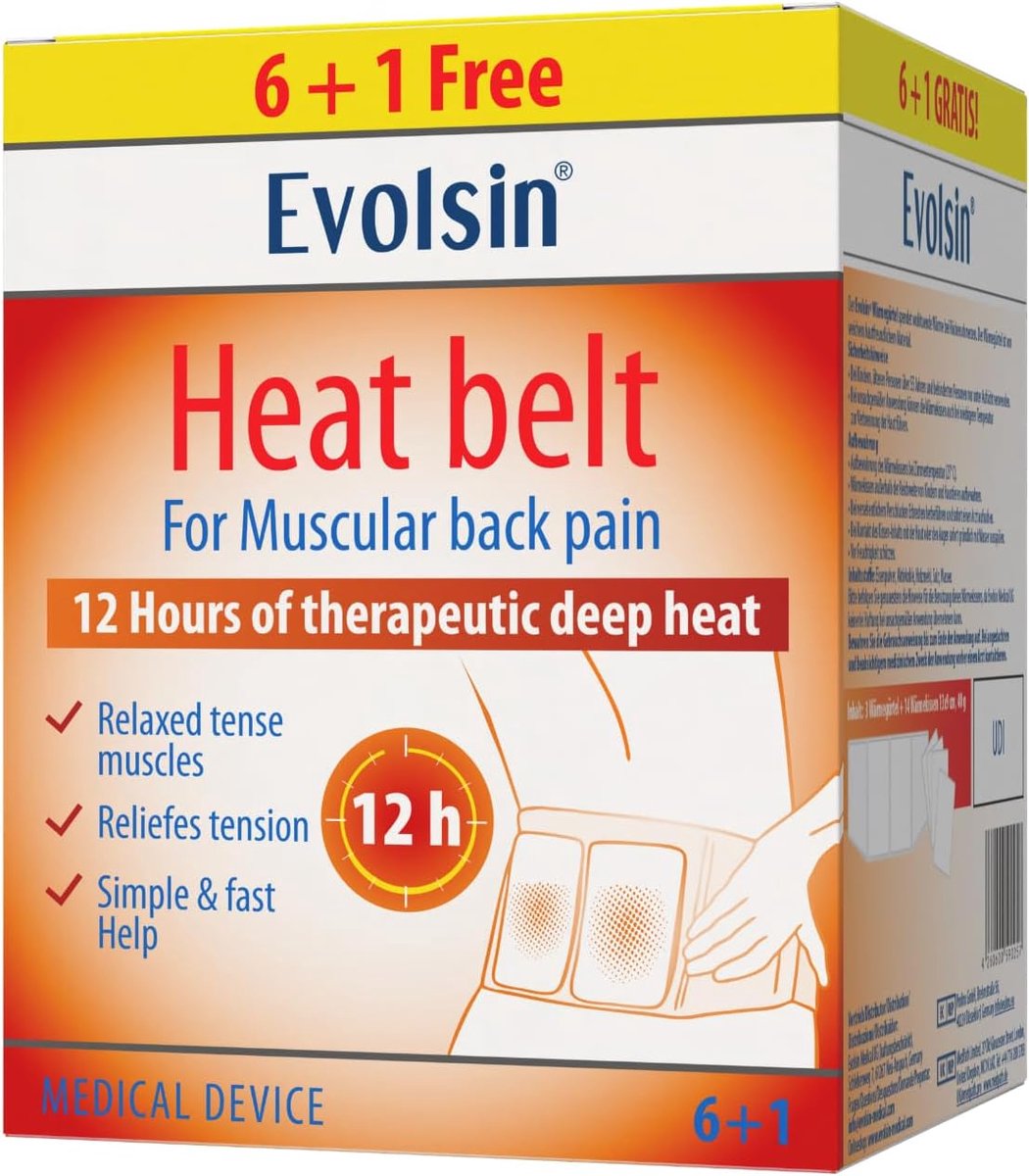 Warmteband voor rugpijn - 12 uur therapeutische dieptewarmte - Ontspanning van spieren - 6+1 toepassingen - ShopVlot