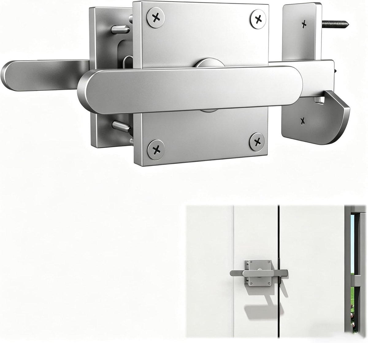 Dubbelzijdige poortsluiting - robuuste draaideur sluiting - aluminium voor tuinpoort - bescherming tegen roest - ShopVlot