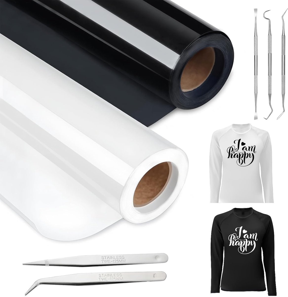 Textiel plotterfilm 30.5 cm x 400 cm - zwart en wit - duurzaam materiaal - perfect voor creatief werk - ShopVlot