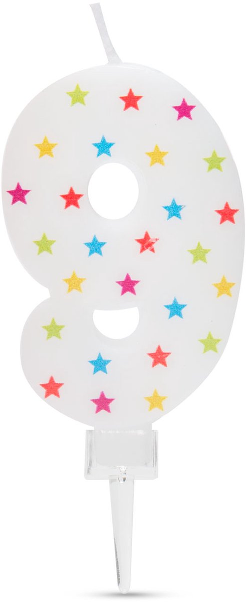 Verjaardagskaars cijfer 9 - 7×4 cm - taartkaars - decoratieve cijferkaars voor feest & verjaardag [56186-9]