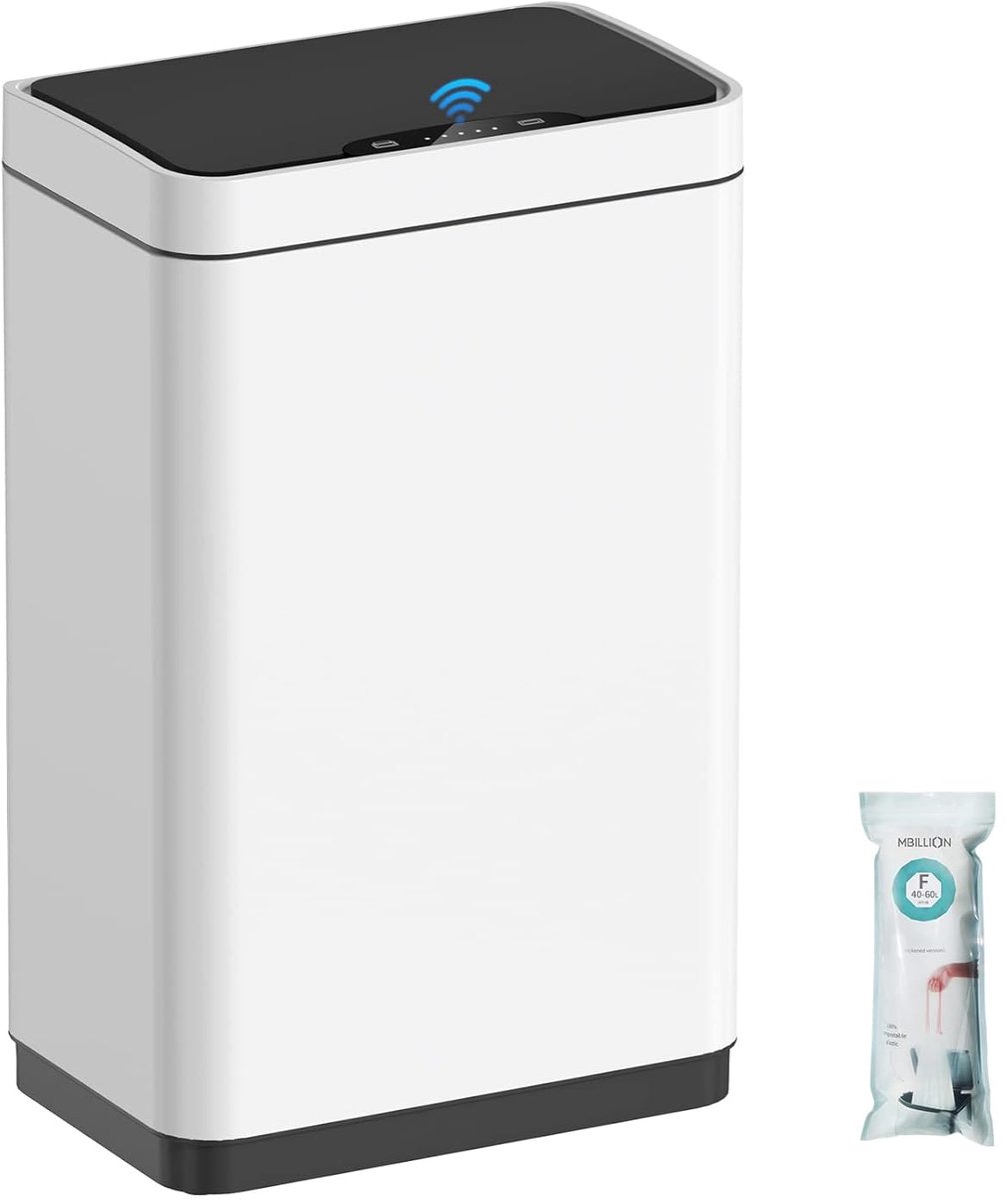 Automatische afvalbak 50L - roestvrij staal - contactloze sensor - ideaal voor keuken en kantoor - ShopVlot