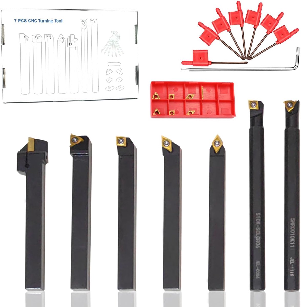 Draaigereedschap set 21-delig - 10mm carbide snijplaten - Hoogwaardige stalen houders - Voor nauwkeurig draaien - ShopVlot