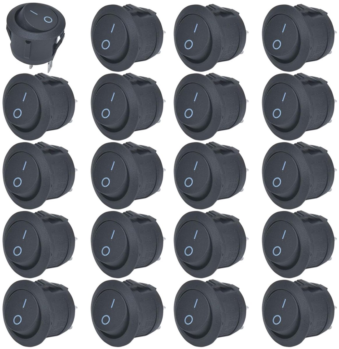 Toggle Switch ON-OFF Mini 2-Pin - 12 V SPST Rocker Switch - 20 mm - Voor motor en boot - ShopVlot