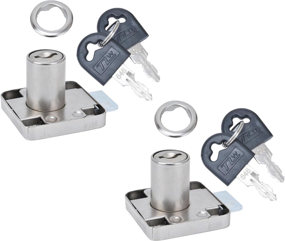 Meubel slot cilinder 16 mm - verzinkt met sleutel - water- en roestbestendig - ideaal voor kasten - ShopVlot