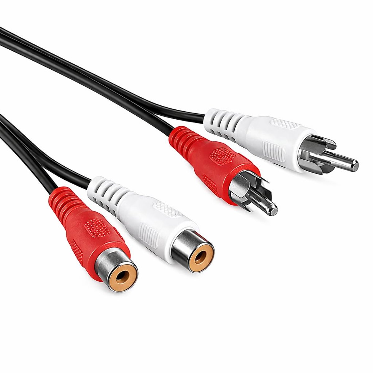 RCA audio extension kabel 2.5m - 2x cinch plug naar 2x cinch jack - zwart - perfecte geluidsverbinding - ShopVlot