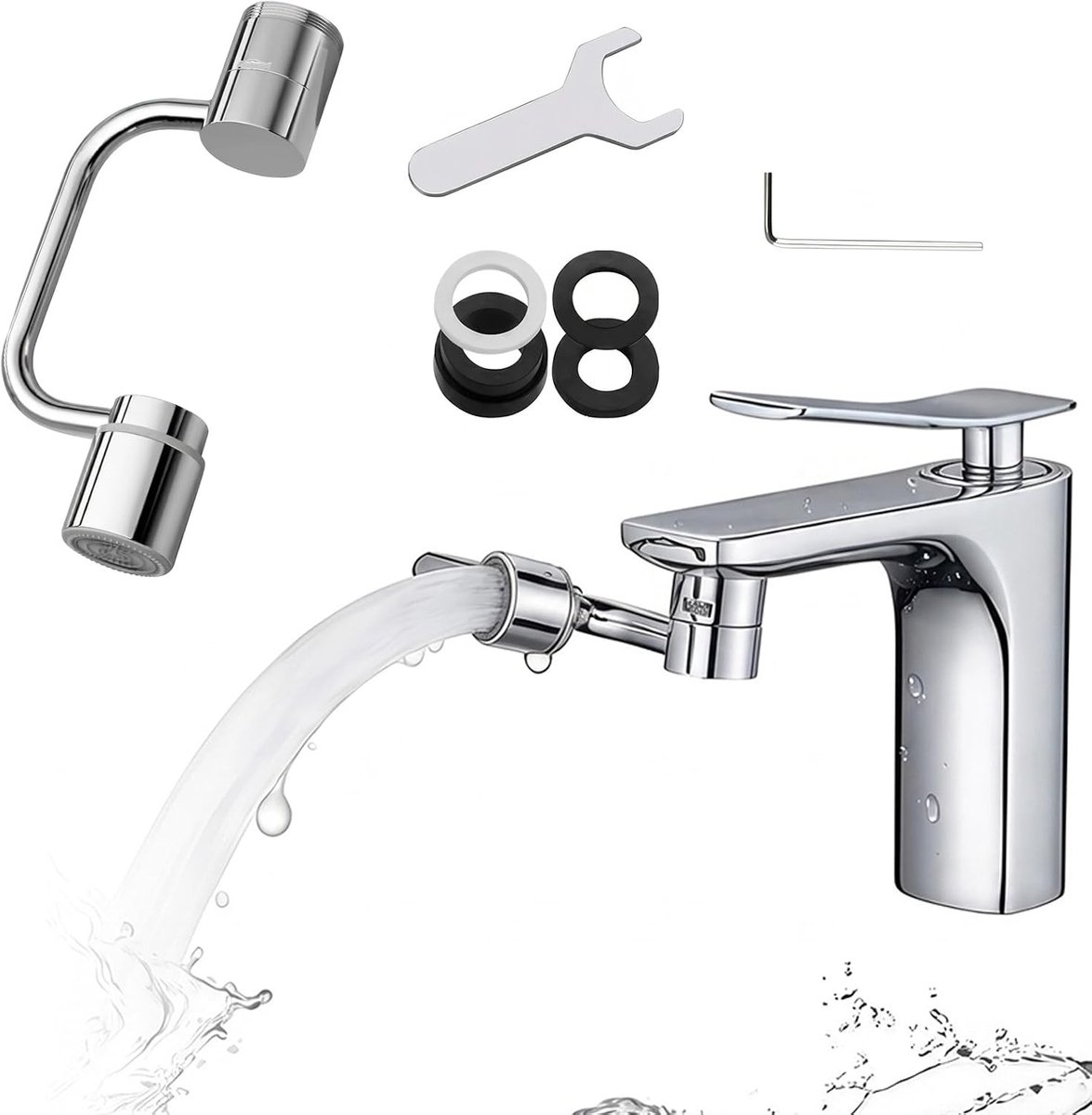 Kraanopzetstuk voor keuken en badkamer - roestvrij staal - vrij instelbare wateruitlaathoek - comfortabel watergebruik - ShopVlot