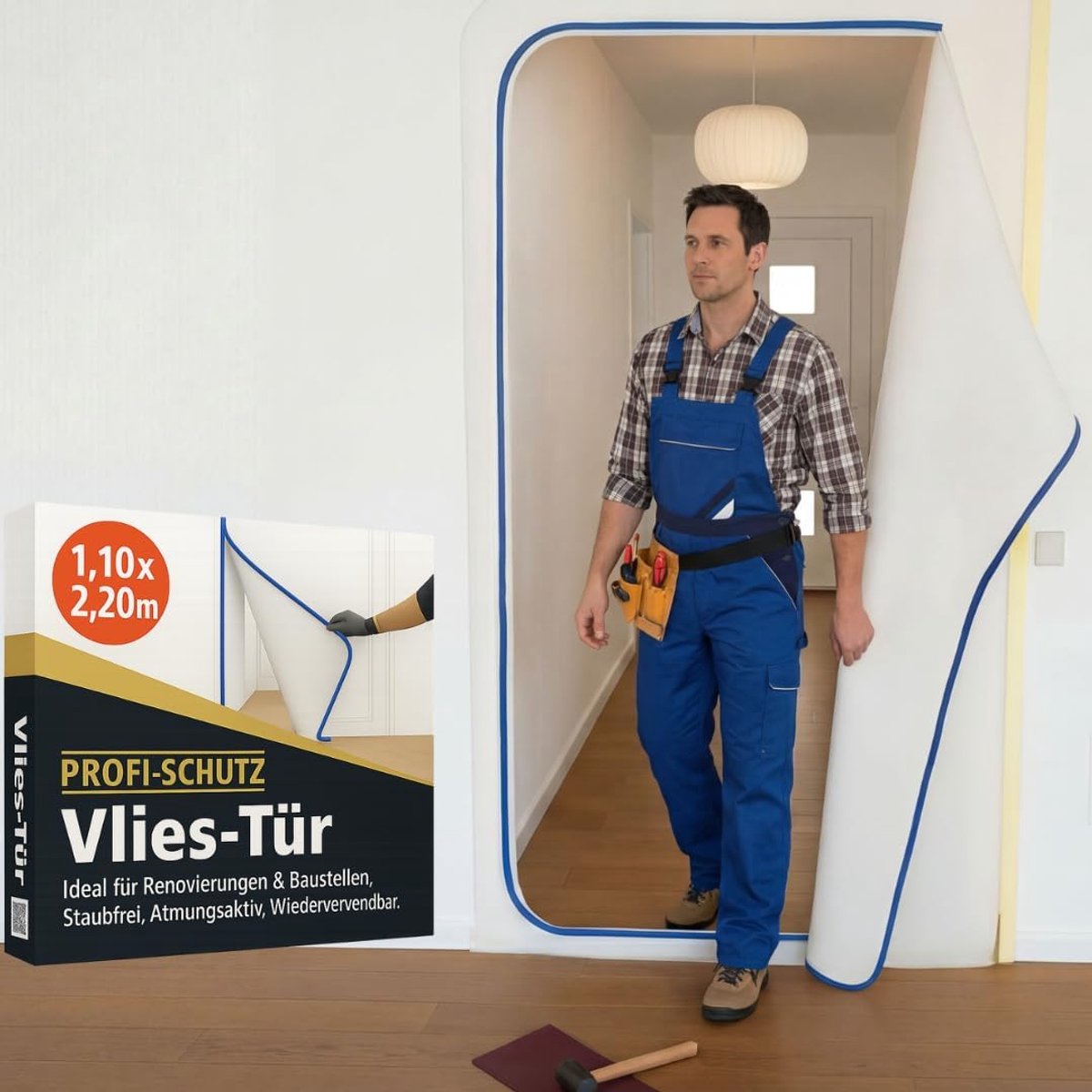 Stofbeschermingsdeur 1.1 x 2.2 m - Fleece - Incl. rits - Voor renovatie en verbouwing - ShopVlot