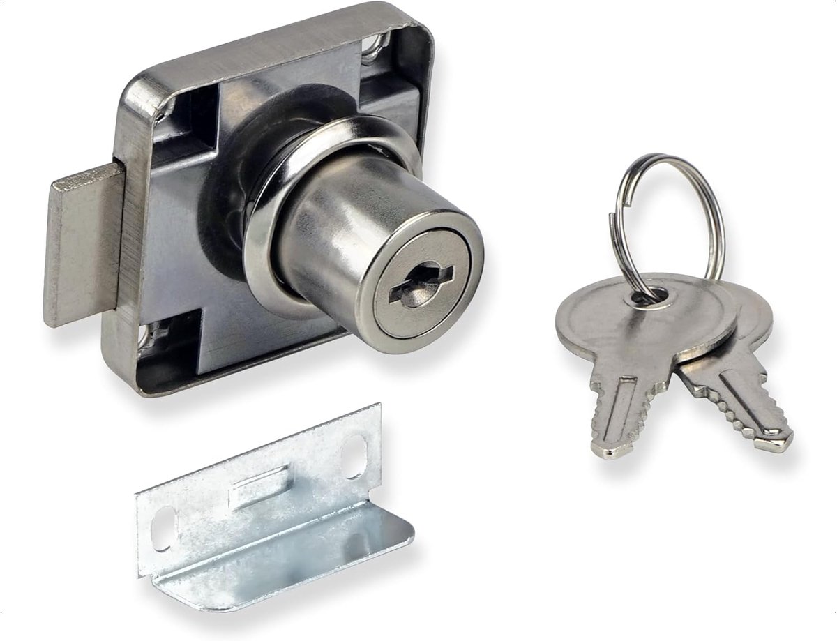 Kastslot set van 2 - cilindrisch - nikkelgeplated staal - beveiliging voor meubels - ShopVlot