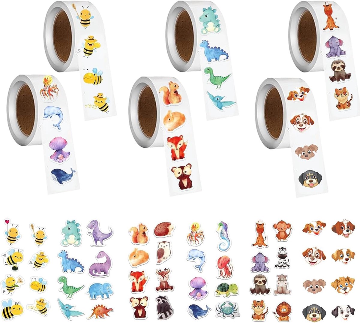 Ronde dierenstickers 3000 stuks - waterdicht - zelfklevend - perfect voor beloningen - ShopVlot