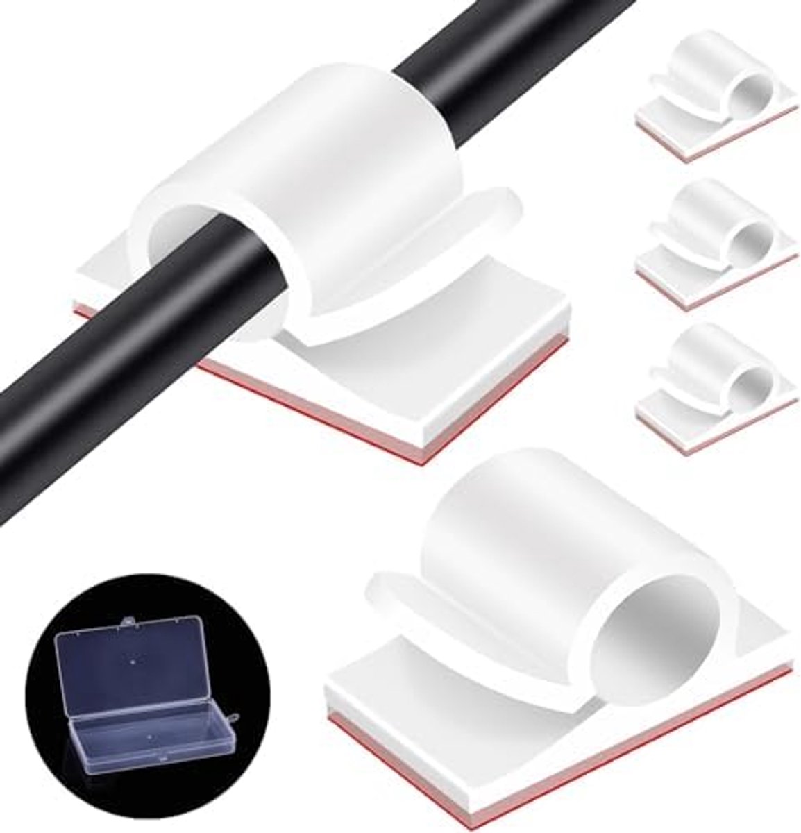 Kabelclips groot 14x20mm - Zelfklevend - Organisator voor kabels - Ideaal voor thuis en op kantoor - ShopVlot