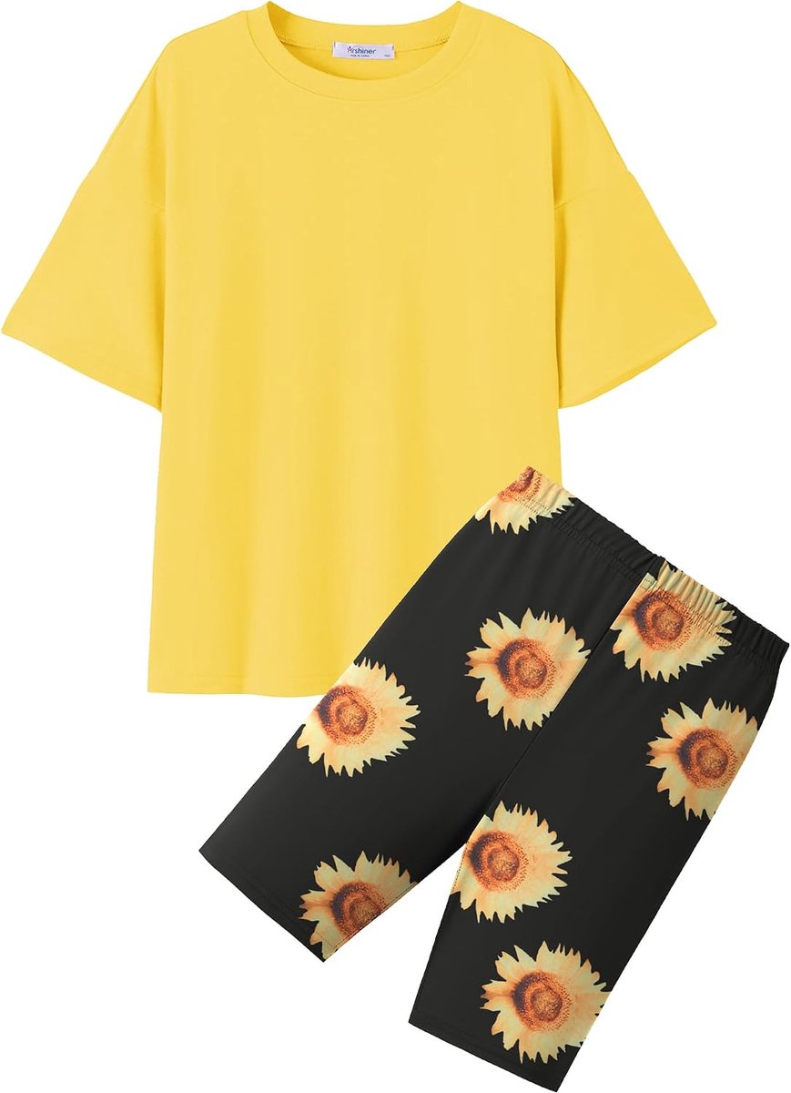 Meisjes kledingset 5-13 jaar - korte leggings - sportieve outfit - perfecte zomerse look - SnelShoppen