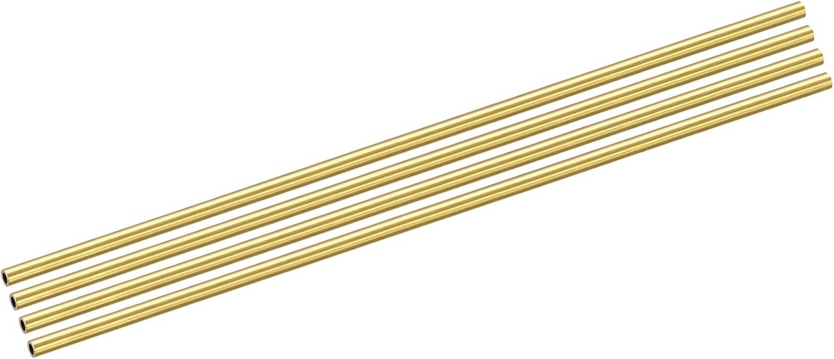 Messing buis (2 mm OD x 0,5 mm muur T x 100 mm L) 4 stuks, rechte buis - voor woninginrichting, machines, doe-het-zelf handwerk