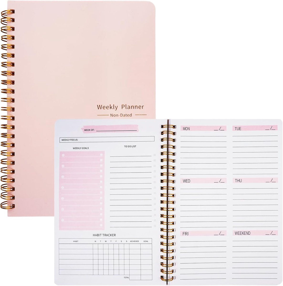 Ongedateerde Weekplanner met Doelstellingen - A4 Formaat - Met To-do-lijst - Voor Effectieve Planning - SnelShoppen