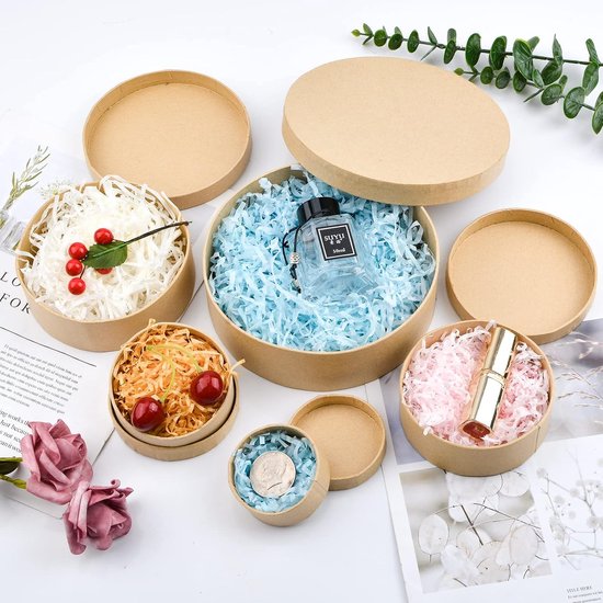 Paper Mache Box, set van 5 ronde mini kraftpapieren dozen met deksels ideaal voor knutselen en opbergen van accessoires, cosmetica, sieraden, cadeaus, huishoudelijke artikelen — afbeelding 2