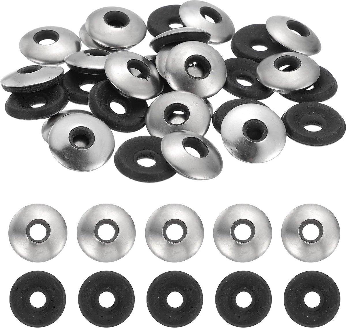 120 stuks afdichtringen van roestvrij staal, EPDM, #10 x 5/8 inch (12,7 cm) neopreen dempingsschijven voor machineschroeven, moeren (M4,8 x 16 mm)