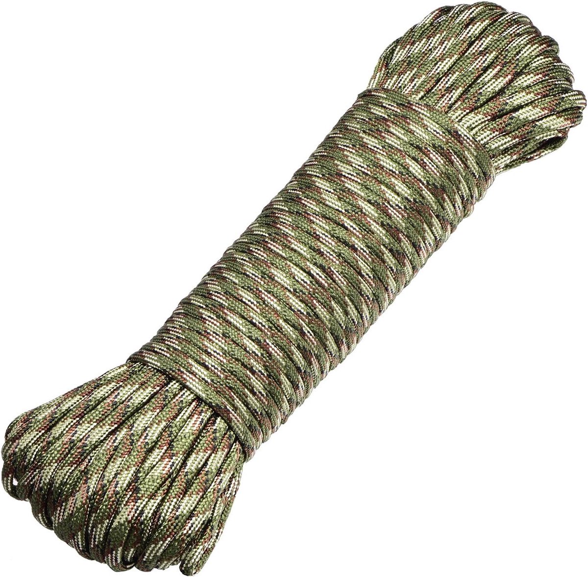 30 meter lang textieltape nylon koord paracordtouw survivaltape voor knutselen en voor outdoor campingactiviteiten 4 mm - 7 draden donkergroen-bruin-zand