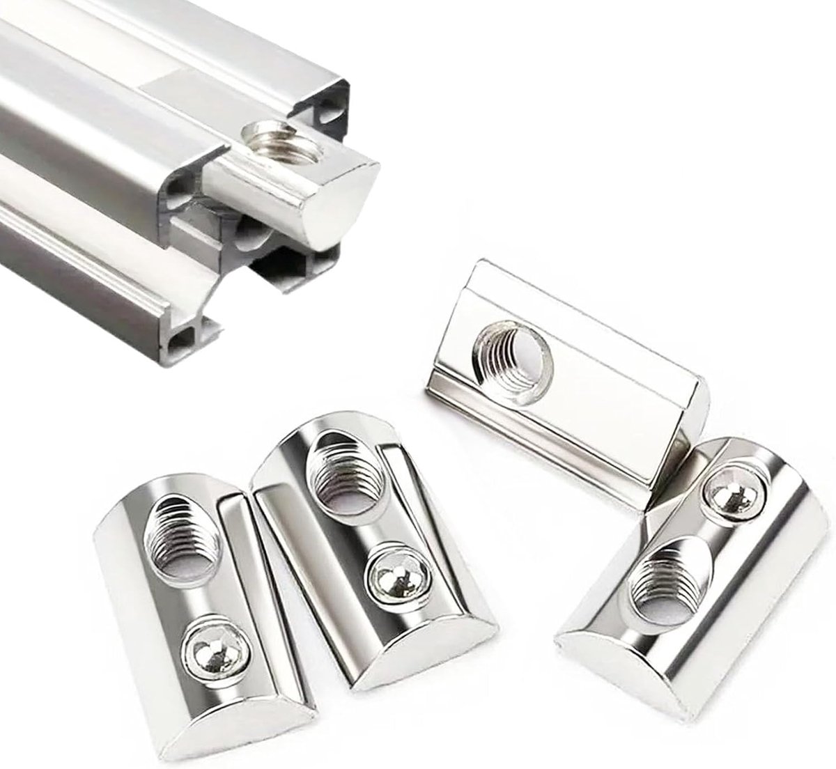 60 stuks M3 kogelmoeren 8 serie 30 M3 glijmoeren van koolstofstaal met veerkogel voor aluminium profielen 3D-printers CNC-machines Europese norm