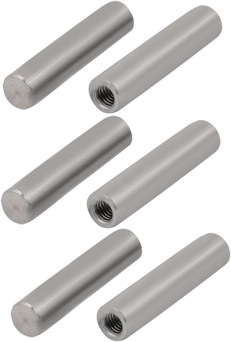 sourcing map 6 stuks 304 roestvrij staal M6 binnendraad 10 mm x 45 mm cilindrische cilinderpen de