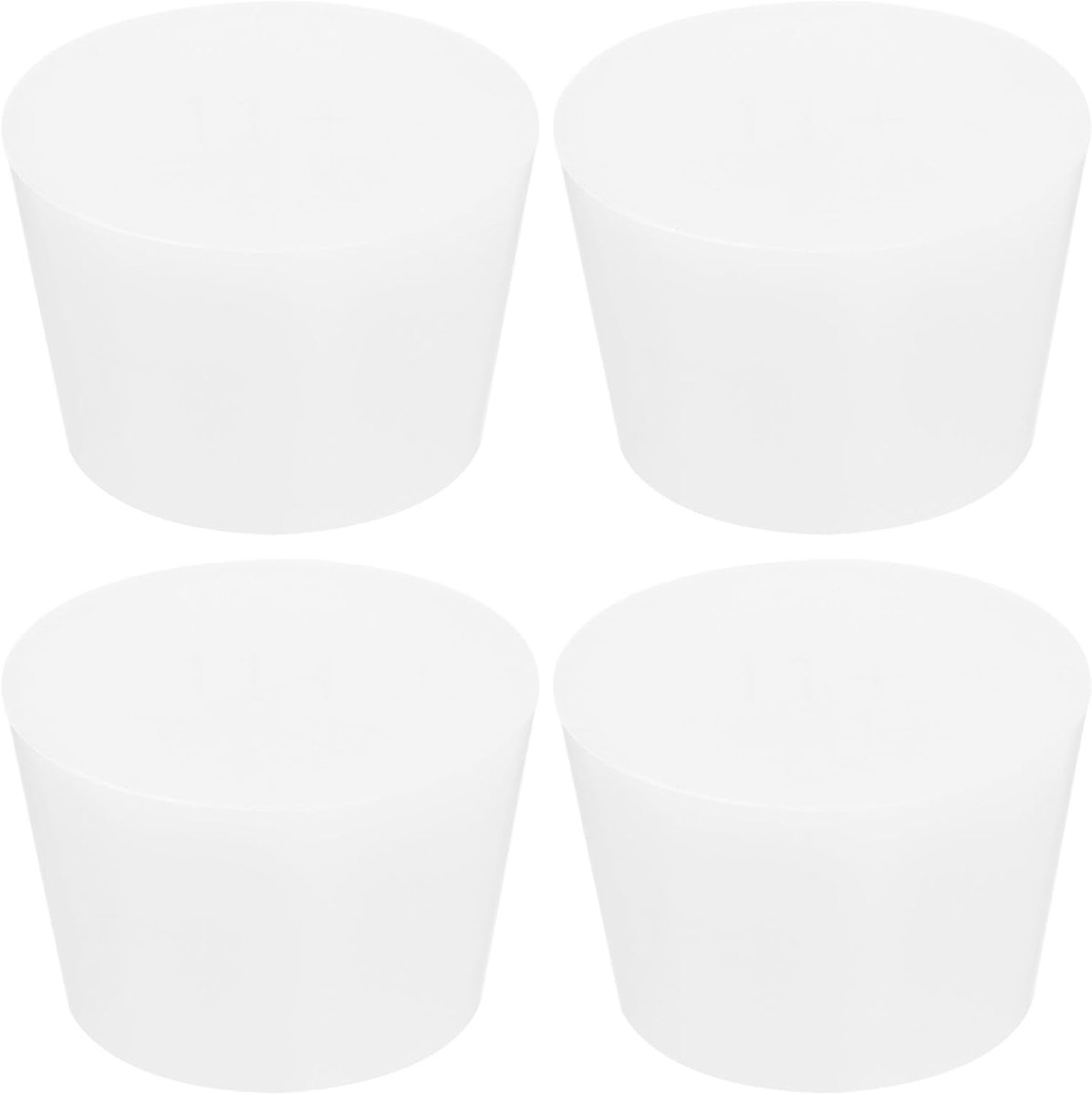 Siliconen rubberen conische stop, 44 mm tot 55 mm, solide reageerbuissluiting, stop, wit, transparant, voor laboratoriumhuishouden, 4 stuks