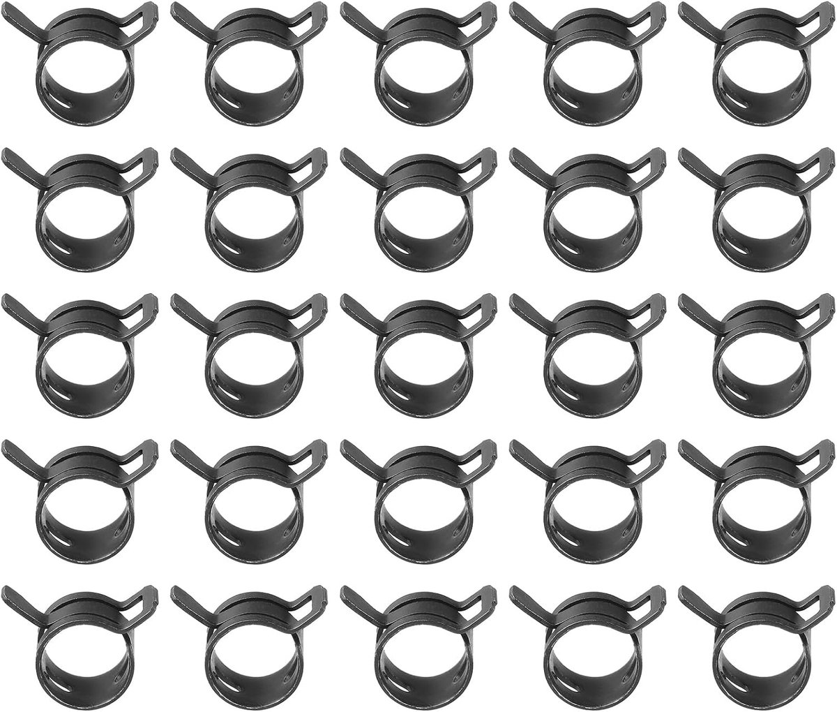 Veerband slangklemmen voor 15-17 mm OD-slang, 25 stuks siliconen vacuüm constante spanning bandclips voor brandstofleiding, siliconen luchtslang, waterpijp, zwart