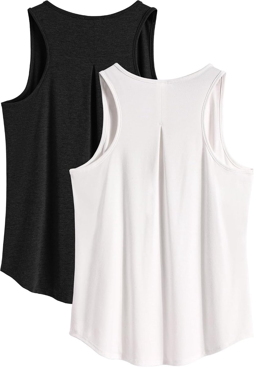 2-pack sporttanktops voor dames, yoga-sporttops, snel drogende, mouwloze racerback-sporttops, zomerse ademende fitness-hardloopshirts, jogging- en sportschooltanktops