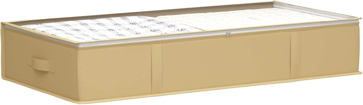Opbergdoos Met Transparant Bovenraam 6 Stuks Crèmekleurig | Non-woven stof, ademend, opvouwbaar, dubbele ritsen, handige handgrepen, voor onder bed