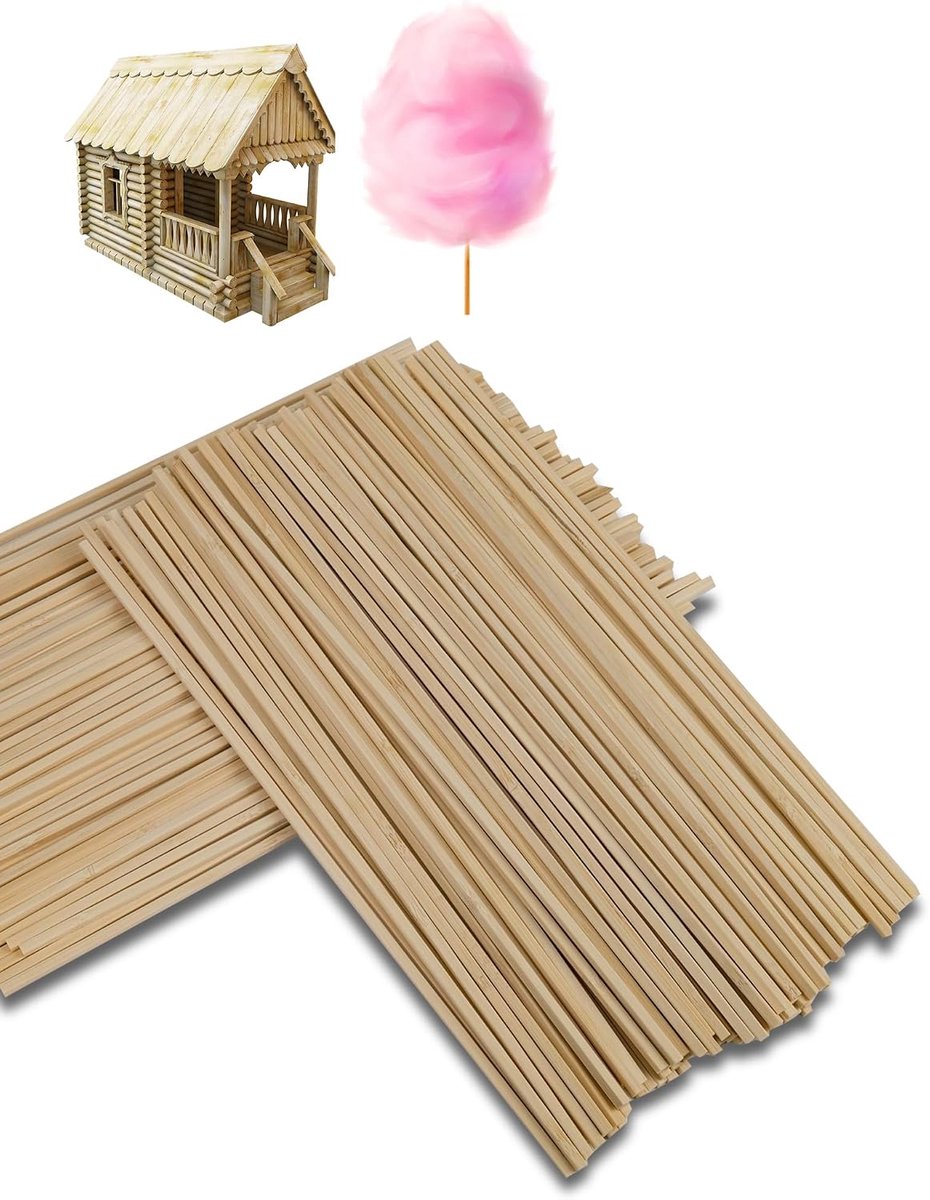 Houten Stokjes Vierkant,Suikerspin Stokjes voor Suikerspinmachine,Natuurlijk Houten Stokjes voor Knutselen, Ambachten & DIY Projecten(30cm x 0.4cm)