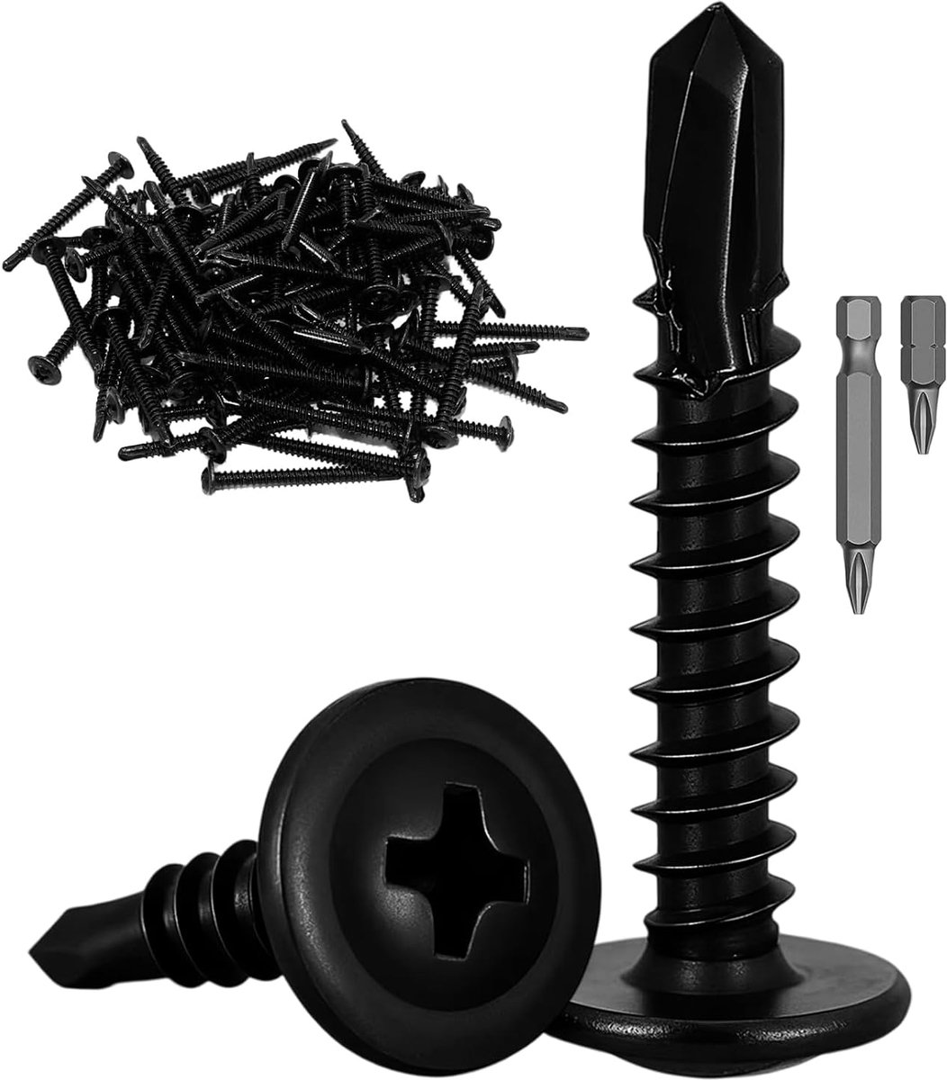 X 50 mm zelftappende schroeven, 80 stuks plaatschroeven met lenskop, boorschroeven, zelftappende schroeven, metalen schroeven met 2 bits voor staal, aluminium, hout