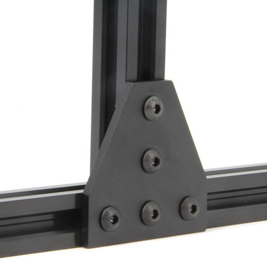 8 stuks T-vormige hoeksteunplaat zwart, 5 gaten 90 graden afdichtingsplaat voor 6 mm sleuf 2020-serie aluminium profiel 3D-printerframe (8 stuks zwart-T) — afbeelding 3