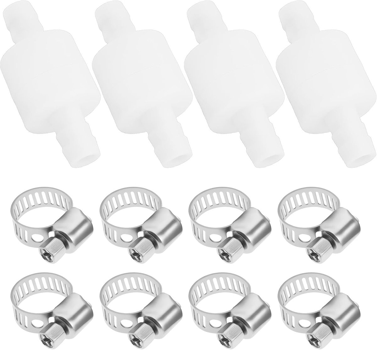 4 stks Diameter 8mm Inline Terugslagklep met Klembanden Geschikt voor Huishoudelijke Apparaten Afvoerslang