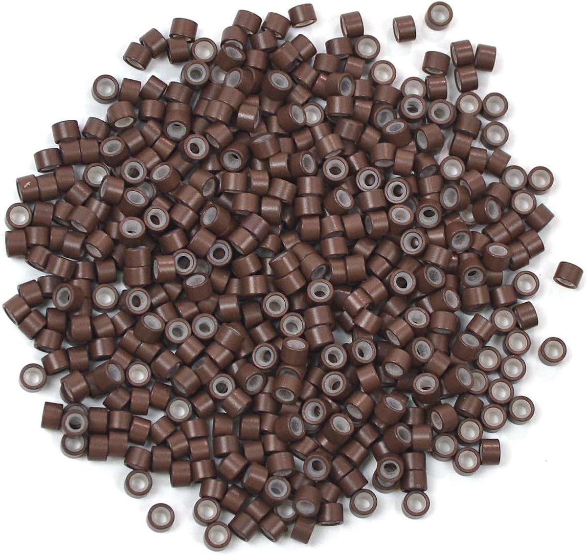 Gevoerd, siliconen, 1000 stuks, links, 4,0 mm, haarkralen voor haarverlengingen (bruin)