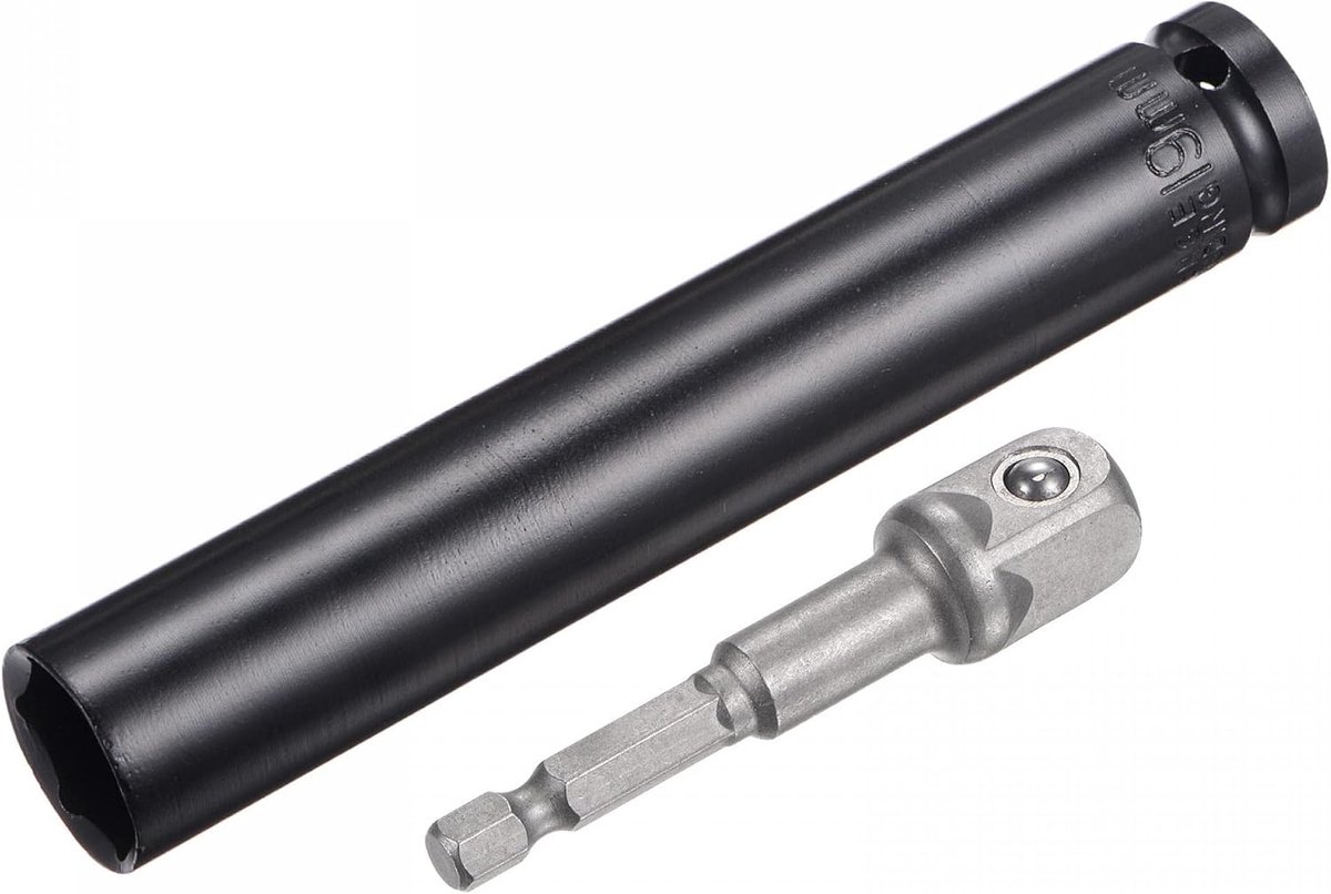 sourcing map Accessoireset voor 1/2 inch steeksleutel 19 mm diep, 6-kantige dopsleutel met 6 inch lengte en 1/4 inch zeskantige schachtadapter