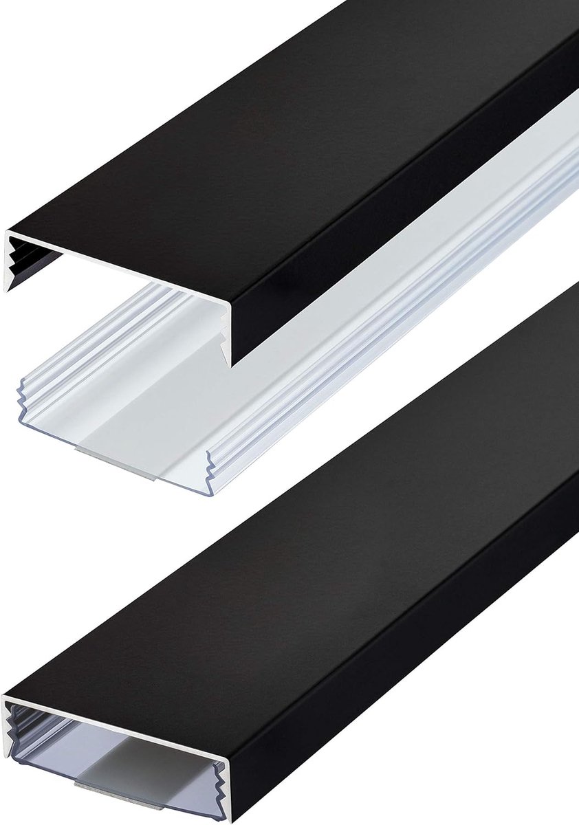 Design aluminium kabelgoot in zwart mat RAL9005 zelfklevend 50mm x 15mm Alunovo Kabelbeheer Kabelgeleiding nieuw product 2020 (Lengte:70cm)