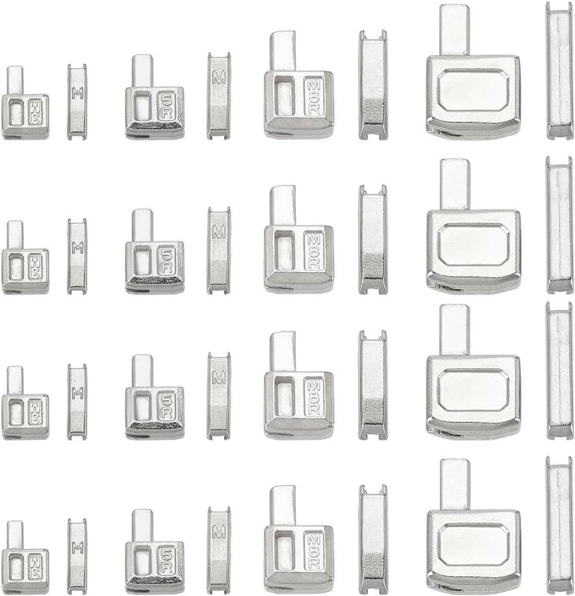 PandaHall 16 sets ritssluitingvergrendeling #3#5#8#10 ritssluitingsstopper zilveren insteekpin ritssluitingen onderste ritssluitingen reparatieset voor jassen, mantels, doe-het-zelf naaiwerk