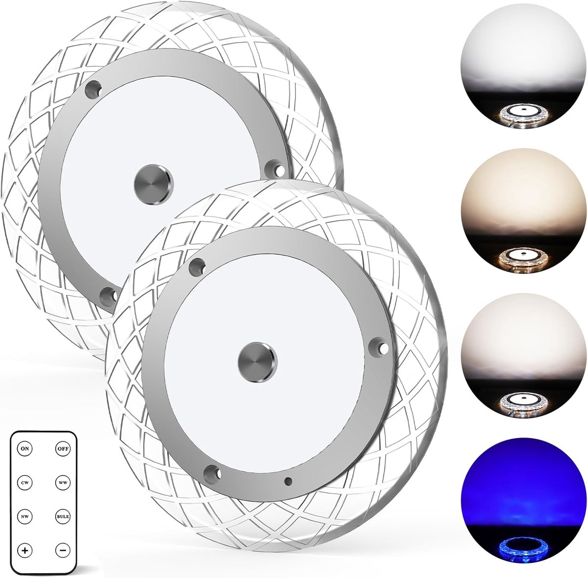 12V led-lampen voor camper, 2 Stuks LED camper light 12V 24V dimbare plafondschijflamp, caravan boot oppervlak montage armatuur met touch schakelaar voor camper van